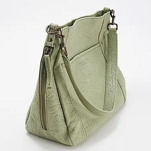 American Leather Co. Austin Embossed Shoulder Bag in Pottery Green